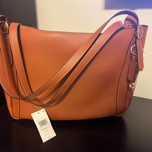 Coach Alana polished pebble leather Tote NWT in saddle brown